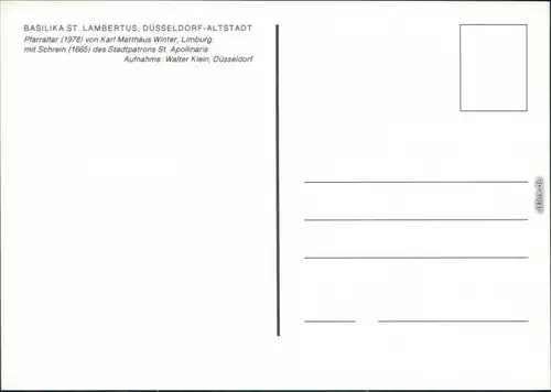 Ansichtskarte Düsseldorf Lambertus-Basilika: Pfarraltar mit Schrein 1980