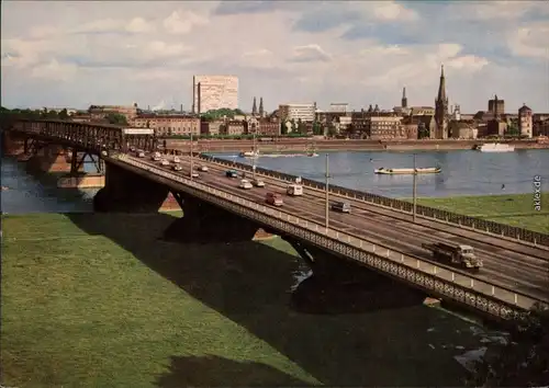 Ansichtskarte Düsseldorf Rheinpartie, Oberkasseler Brücke 1971