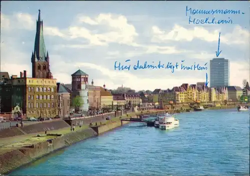Ansichtskarte Düsseldorf Rheinufer 1961