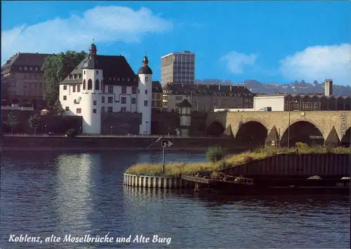 Ansichtskarte Koblenz Moselbrücke, Alte Burg 1990