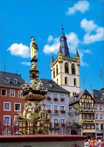 Ansichtskarte Trier Hauptmarkt, St. Gangolf, Petrusbrunnen 1989