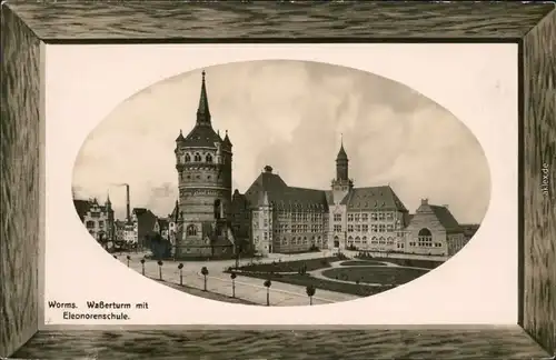 Ansichtskarte Worms Parcepartout Waßerturm mit Eleonorenschule 1914