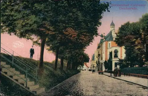 Ansichtskarte Cuxhaven Partie an der Deichstraße 1915 