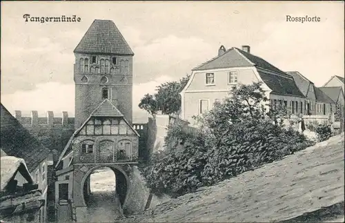 Ansichtskarte Tangermünde Straßenpartie an der Rosspforte 1908 