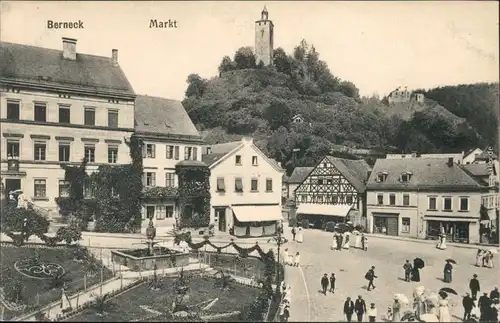 Ansichtskarte Bad Berneck im Fichtelgebirge Partie am Marktplatz 1915 