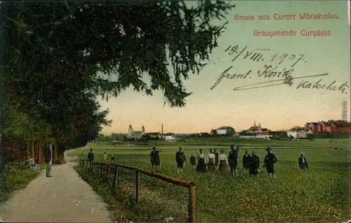 Ansichtskarte Bad Wörishofen Stadt, Grasgehende Kurgäste 1907 