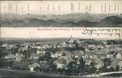 Ansichtskarte Bonndorf (Schwarzwald) 2 Bild: Gipfelpanorama, Stadt 1911 