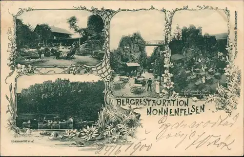 Ansichtskarte Jonsdorf 4 Bild: Restauration Nonnenfelsen 1898 