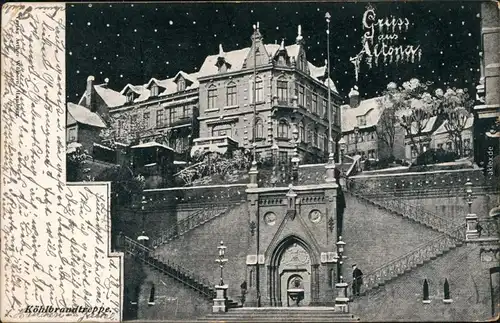 Ansichtskarte Altona-Hamburg Partie in der Stadt im Winter bei Nacht 1899 
