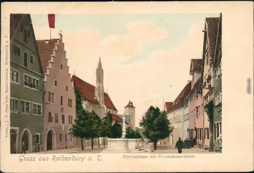 Rothenburg ob der Tauber Herrnstrasse mit Franziskanerkirche 1914 