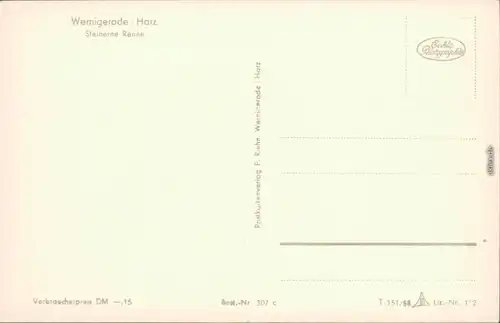 Ansichtskarte Wernigerode Steinerne Renne 1958