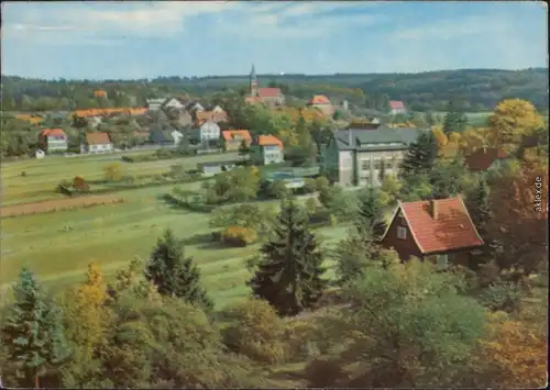 Ansichtskarte Friedrichsbrunn Teilansicht mit Häuser, Kirche 1964