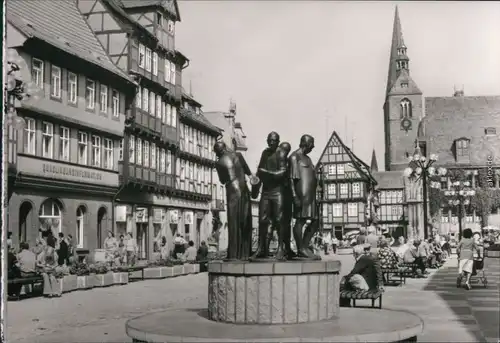 Ansichtskarte Quedlinburg Markt mit Münzberger Musikanten 1982