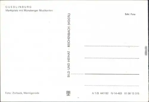 Ansichtskarte Quedlinburg Markt mit Münzberger Musikanten 1982