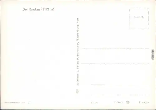 Ansichtskarte Ilsenburg (Harz) Der Brocken (Harz) 1959