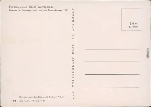Ansichtskarte Wernigerode Feudalmuseum Schloss - Kanone 1989