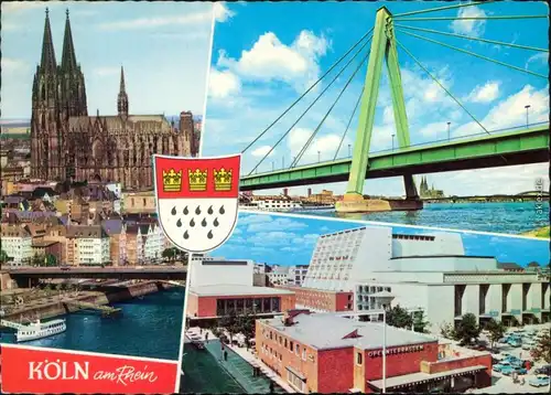 Ansichtskarte Köln Coellen | Cöln Dom, Severinsbrücke, Opernhaus 1968