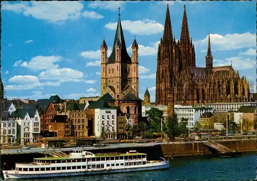 Köln Coellen | Cöln Rheinufer mit Kölner Dom , MartinsKirche "St. Martin" 1967