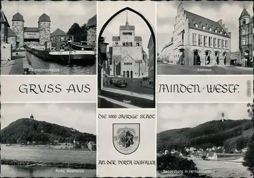 Minden Schachtschleuse, Rathaus, Dom, Porta Westfalica, Jacobsberg 1963