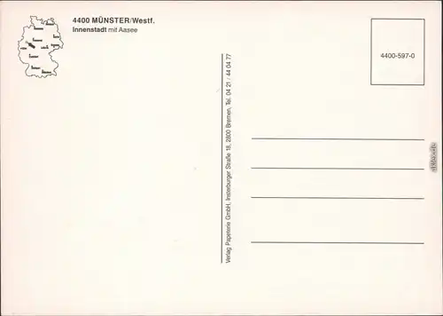 Ansichtskarte Münster (Westfalen) Luftbild - Innenstadt mit Aasee 1985