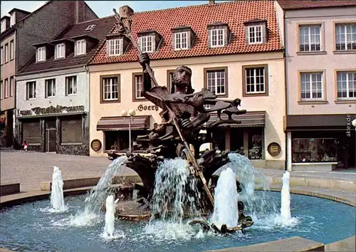 Ansichtskarte Paderborn Neptun-Brunnen am Markt 1985