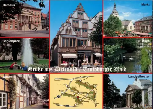 Detmold Rathaus, Schloßpark, Adolfstraße, Markt, Landestheater 1985