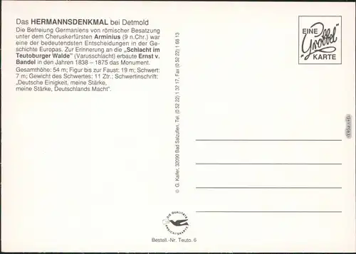 Ansichtskarte Hiddesen-Detmold Hermannsdenkmal 1985