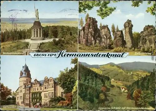 Ansichtskarte Detmold Schloss, Hermannsdenkmal 1958