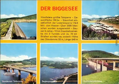 Ansichtskarte Attendorn Biggesee / Biggetalsperre - Personenschifffahrt 1977