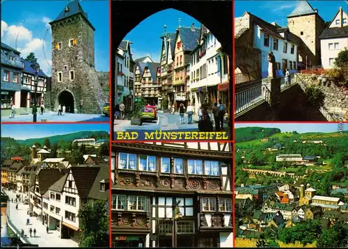 Ansichtskarte Münstereifel Turm, Gasse, Brücke, Panorama 1984