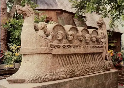 Ansichtskarte Neumagen-Dhron Denkmal - römisches Weinschiff 1989