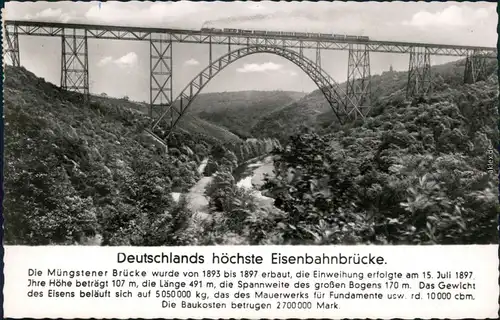 Ansichtskarte Remscheid Müngstener Brücke | Kaiser-Wilhelm-Brücke 1959
