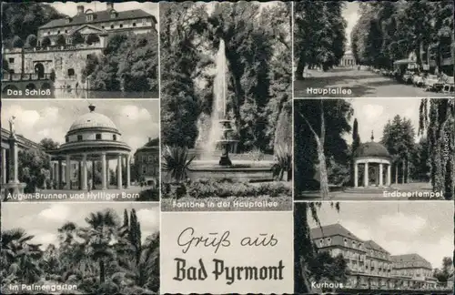 Bad Pyrmont Schloß, Kurhaus, Hauptallee, Erdbeertempel, Palmengarten 1961