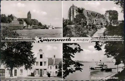 Kaiserswerth-Düsseldorf Rhein, Zollhaus, Kaiserpfalzruine, Stiftsplatz,  1963