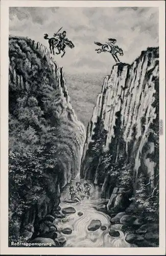 Ansichtskarte Thale (Harz) Roßtrappensprung - Roßtrappensage 1958