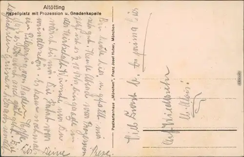 Ansichtskarte Altötting Kapellenplatz mit Prozession und Gnadenkapelle 1940