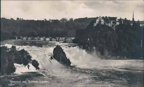 Ansichtskarte Laufen-Uhwiesen Schloss Laufen mit Rheinfall 1930