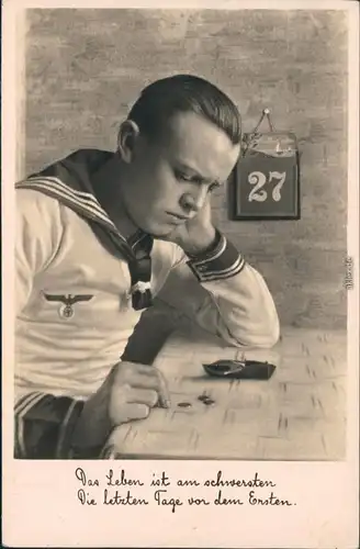 Ansichtskarte  Soldatenportrait - Matrose am Tisch 1936