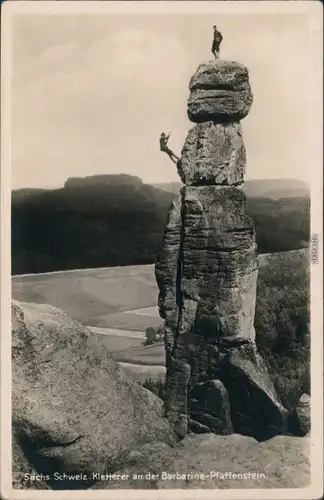Pfaffendorf-Königstein (Sächsische Schweiz) Kletterer an der Barbarine 1934 