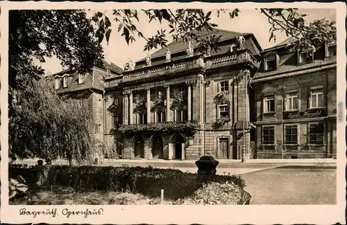Ansichtskarte Bayreuth Opernhaus und Geschäft 1938 