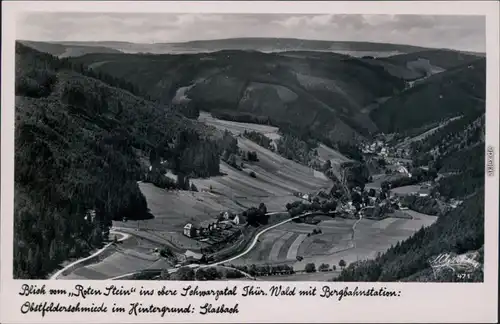 Schwarzburg Blick vom Roten Stein - Glasbach Osterfelderschmiede 1939 