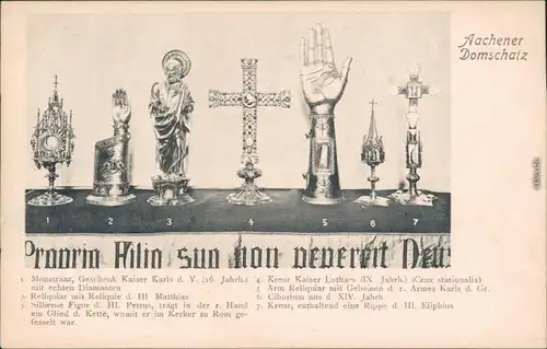 Ansichtskarte Aachen Domschatz - mit Beschreibung 1912 