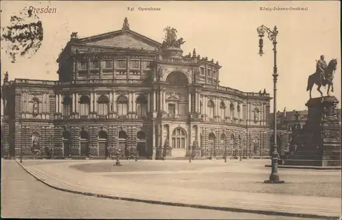 Ansichtskarte Innere Altstadt-Dresden Partie an der Semperoper 1918 