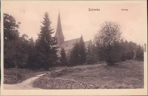 Ansichtskarte Schierke Partie an der Kirche 1914 