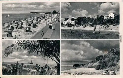 Ansichtskarte Grömitz (Holstein) 4 Bild: Strand, Restaurant, Promenade 1952 