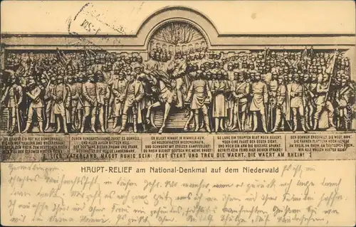 Ansichtskarte Rüdesheim (Rhein) Haupt Relief National-Denkmal 1909 