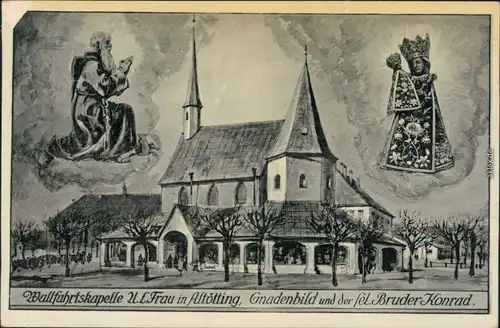 Ansichtskarte Altötting Künstlerkarte - Wallfahrtskapelle, Gnadenbild 1930