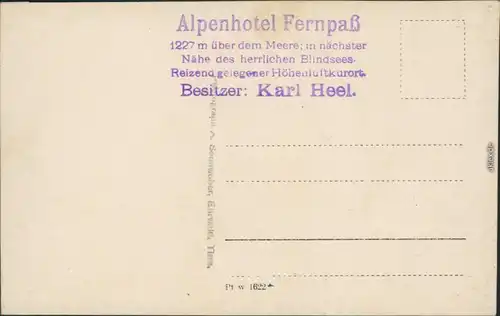 Ansichtskarte Biberwier Alpenhotel Fernpaß 1932