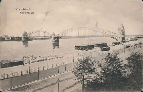 Ansichtskarte Düsseldorf Rheinbrücke 1916