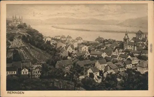 Ansichtskarte Remagen Panorama-Ansicht mit Kirche, Schloss, See, Berge 1920